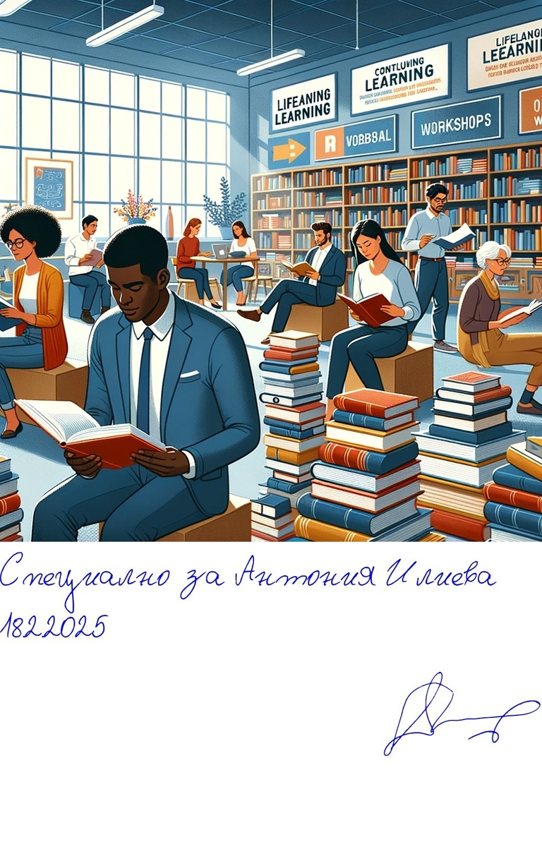 52 стъпки към щастието - 52 стъпки към щастието - Учи непрекъснато за иновации. - HQ - Подписана илюстрация за Антония Илиева